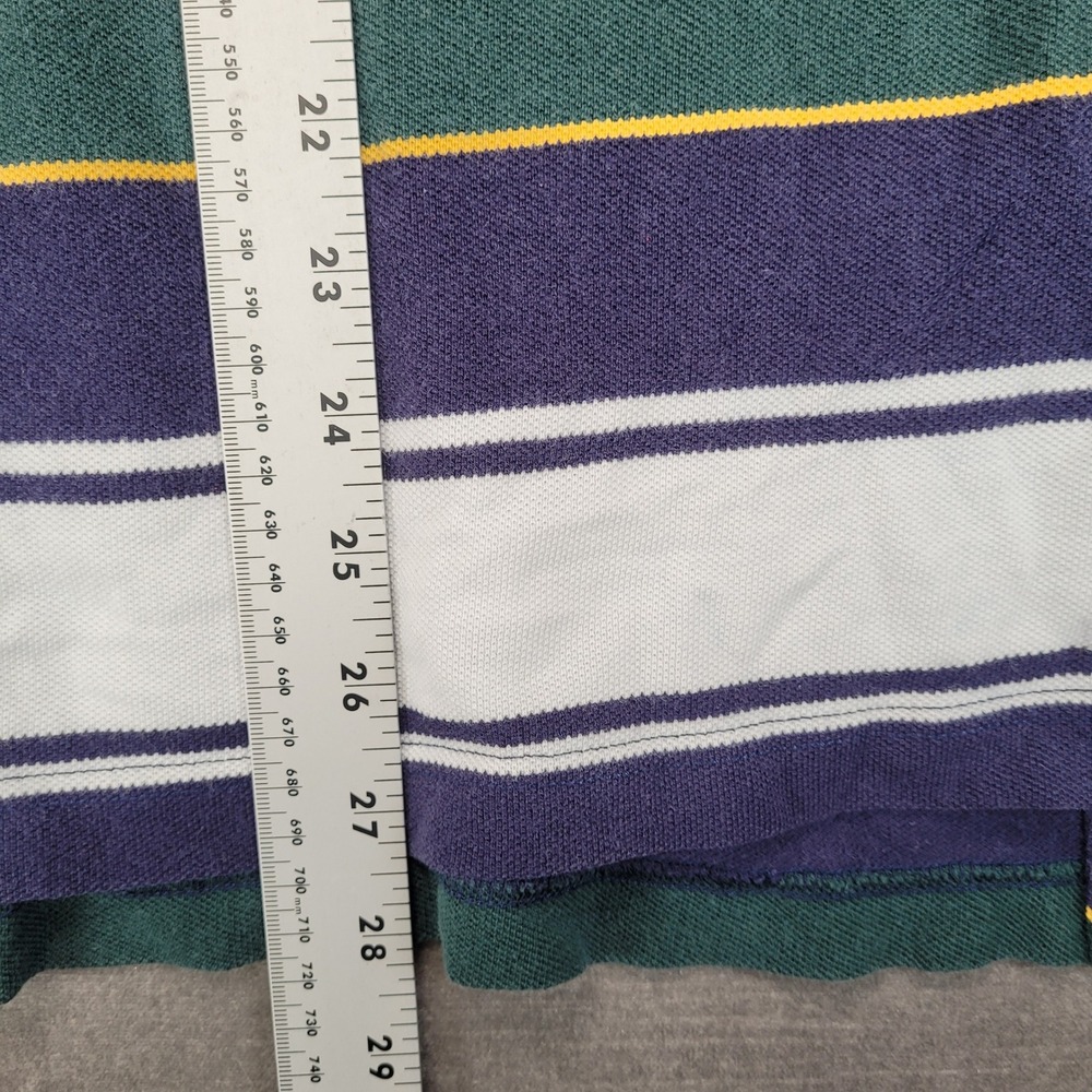 Tommy Hilfiger Y2K Mens XL Long Sleeve Striped Polo Shirt Blue Green White Rugby - Picture 5 of 6